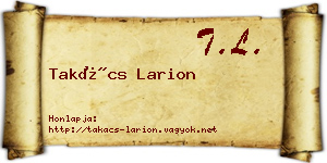 Takács Larion névjegykártya
